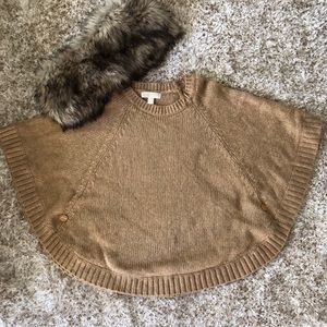 Michael Kors Poncho w/Faux Fur Collar- Size Large